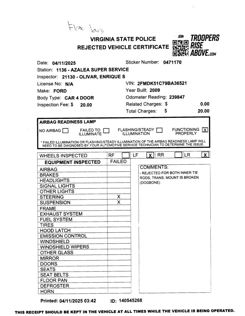 2009 Burgundy Ford Flex SE FWD (2FMDK51C79B) with an 3.5L V6 DOHC 24V engine, 6-Speed Automatic transmission, located at 5700 Curlew Drive, Norfolk, VA, 23502, (757) 455-6330, 36.841885, -76.209412 - Discounted AS-IS, wholesale to the public, CASH n' Carry. no warranty, no financing, sold with VA rejection. - Photo#11