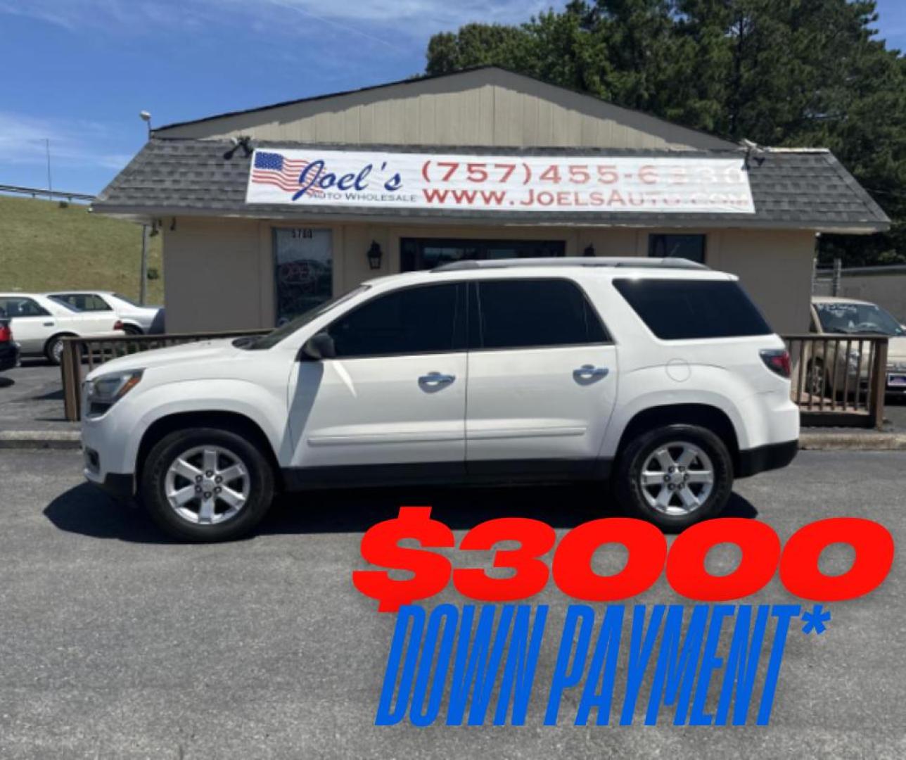 2015 white GMC Acadia SLE-2 FWD (1GKKRPKDXFJ) with an 3.6L V6 DOHC 24V engine, 6-Speed Automatic transmission, located at 5700 Curlew Drive, Norfolk, VA, 23502, (757) 455-6330, 36.841885, -76.209412 - Photo#0