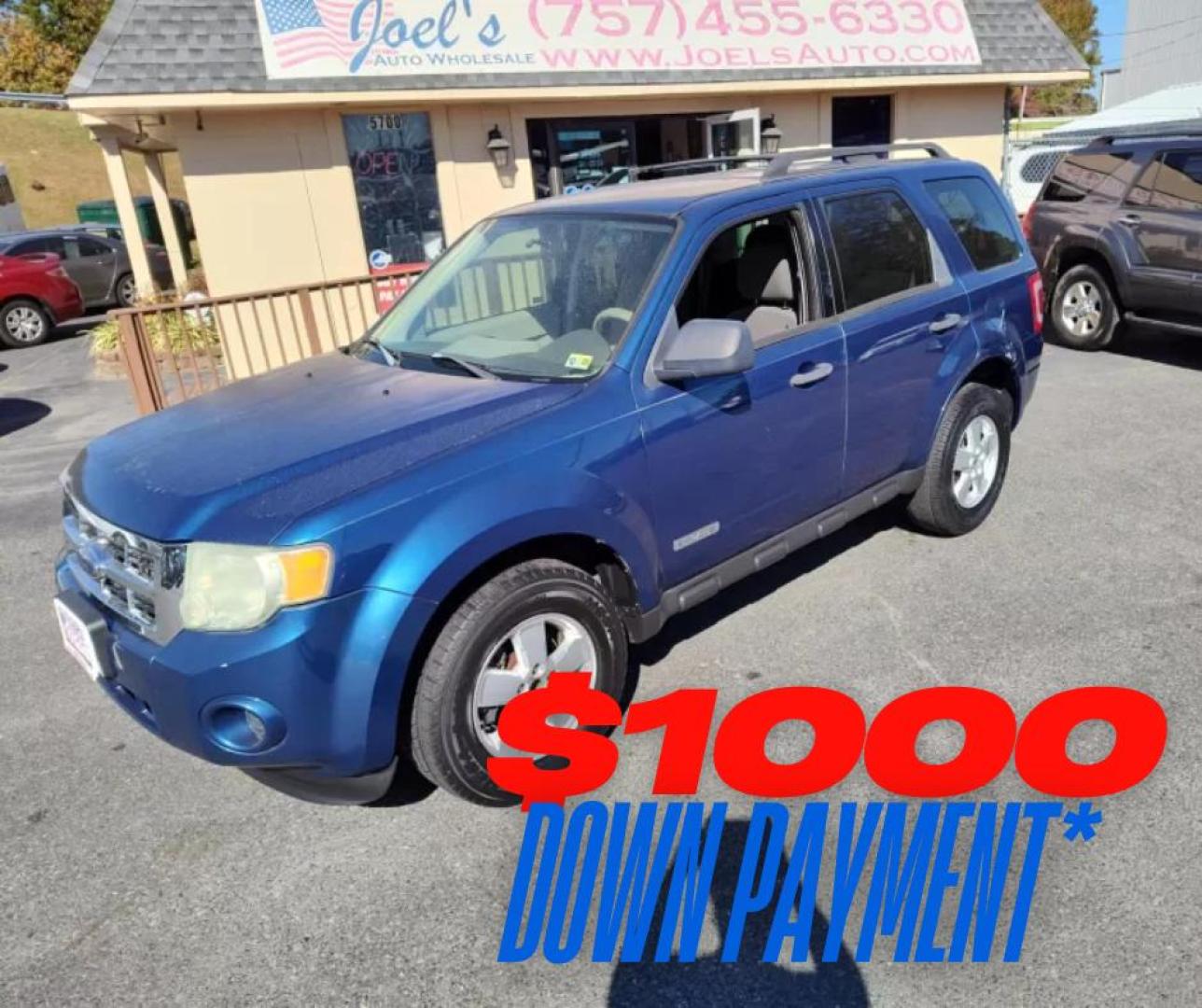 2008 Blue Ford Escape XLS 2WD AT (1FMCU02Z58K) with an 2.3L L4 DOHC 16V engine, 4-Speed Automatic Overdrive transmission, located at 5700 Curlew Drive, Norfolk, VA, 23502, (757) 455-6330, 36.841885, -76.209412 - Photo#0