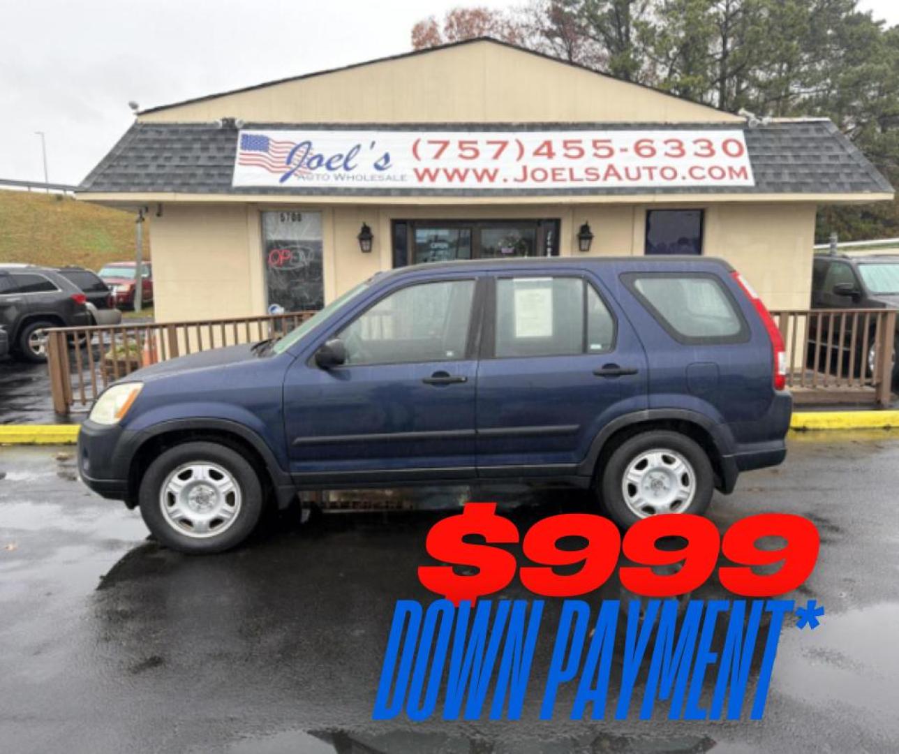 2006 Blue /Black Honda CR-V LX 2WD AT (JHLRD68546C) with an 2.4L L4 DOHC 16V engine, 5-Speed Automatic Overdrive transmission, located at 5700 Curlew Drive, Norfolk, VA, 23502, (757) 455-6330, 36.841885, -76.209412 - Photo#0