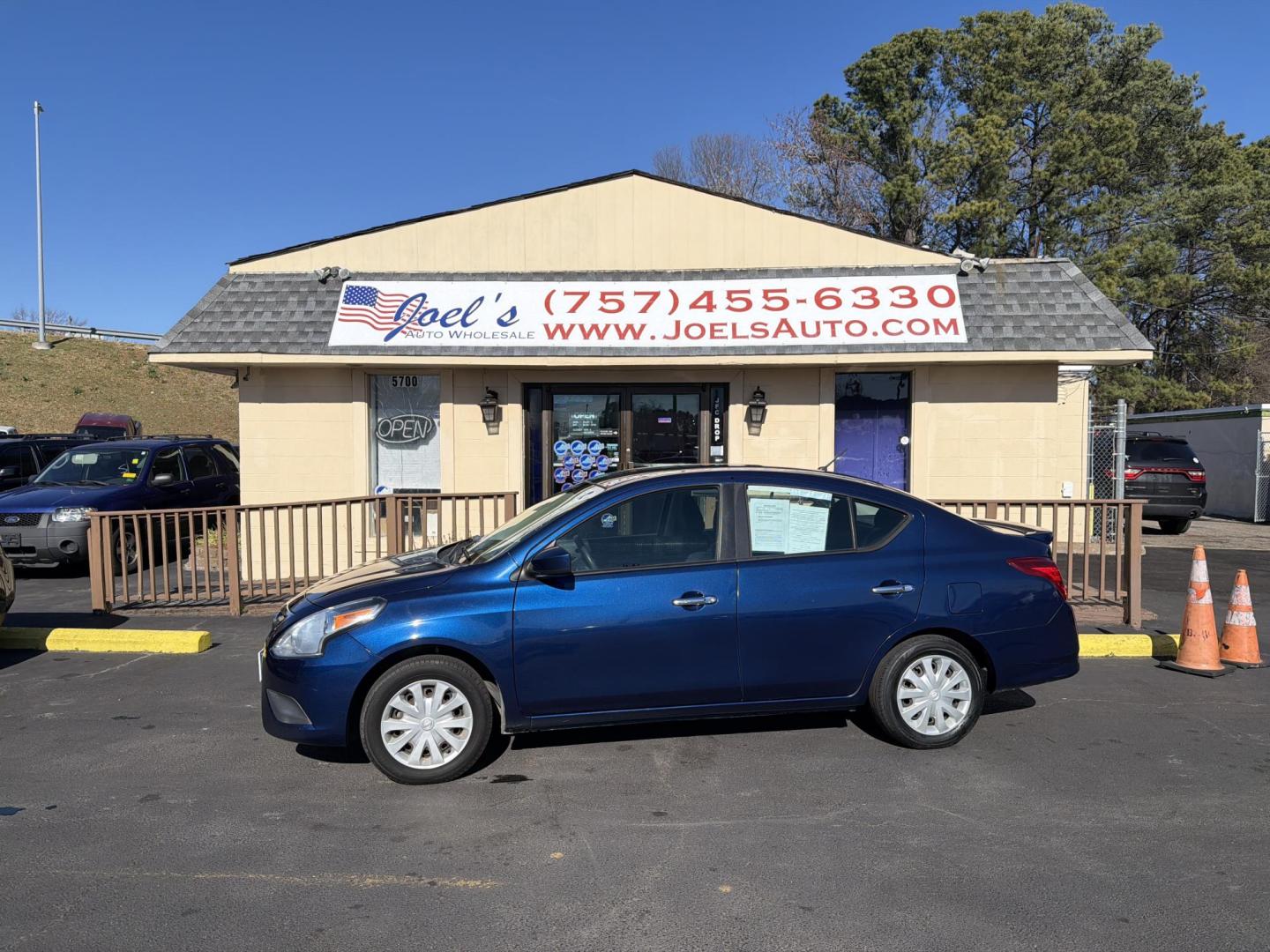 2019 Blue Nissan Versa 1.6 SV Sedan (3N1CN7AP2KL) with an 1.6L L4 DOHC 16V engine, CVT transmission, located at 5700 Curlew Drive, Norfolk, VA, 23502, (757) 455-6330, 36.841885, -76.209412 - Photo#0