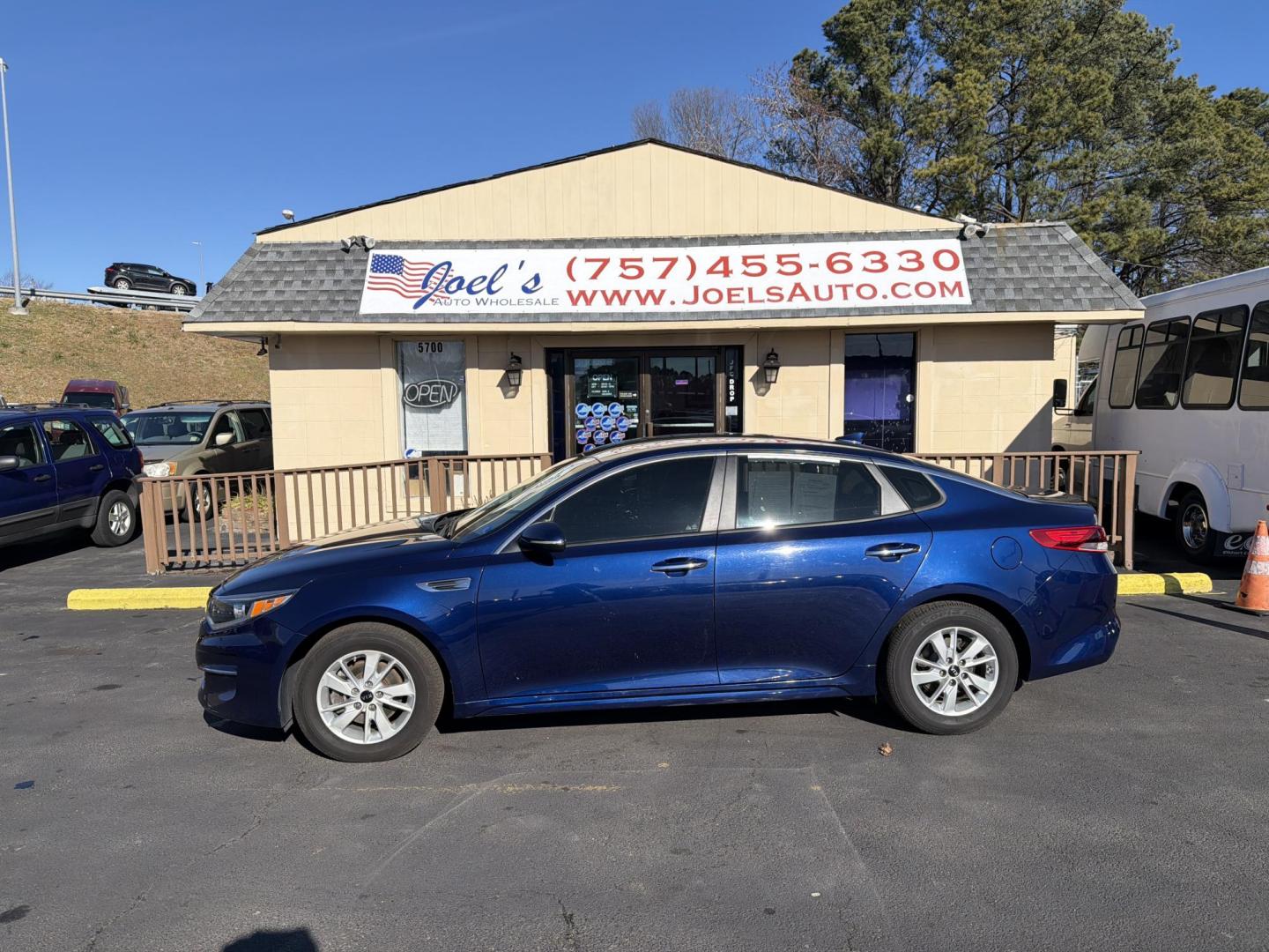 2016 Blue Kia Optima LX (5XXGT4L3XGG) with an 2.4L L4 DOHC 16V engine, 6A transmission, located at 5700 Curlew Drive, Norfolk, VA, 23502, (757) 455-6330, 36.841885, -76.209412 - Photo#0